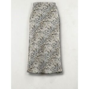 Rachel Zoe Grey Snakeskin Print A-Line Midi Skirt Animal Print Womens 12